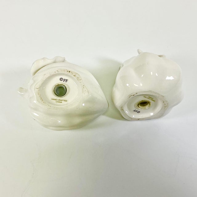Late 1900s Vintage Hollywood Regency Boho Chic Fitz & Floyd Fig/Gourd Salt & Pepper Shakers - A Pair For Sale - Image 17 of 17