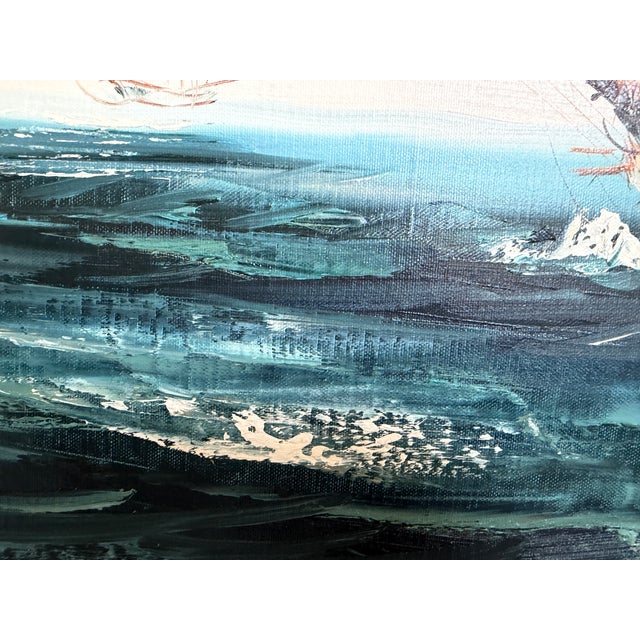 Late 20th Century Listed Artist Hewett Jackson Original Oil Painting | Tall Ship Seascape | Framed For Sale - Image 12 of 14