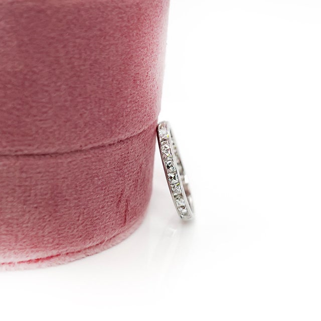 Metal 1920s Art Deco Platinum French Cut Diamond Ring, 0.90 Ct, Size 6.75 For Sale - Image 7 of 14