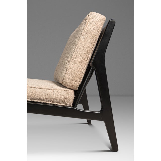 Set of Two (2) Danish Modern Ebonized Lounge Chairs in Bouclé Attributed to Ib Kofod Larsen for Selig, Denmark, C. 1950's For Sale - Image 16 of 18