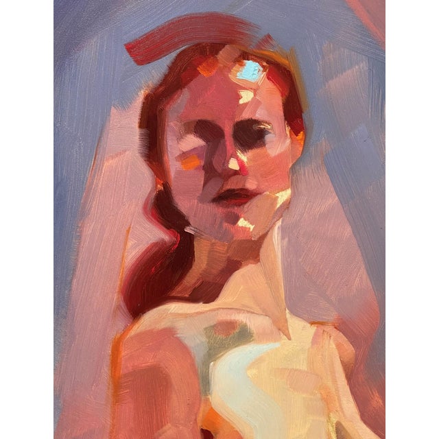 Early 21st Century Diffuse by Ryan Morse | Oil on Panel Figure of a seated woman in warm tones. For Sale - Image 5 of 5