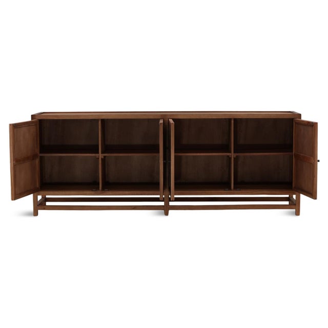 Coconut Rattan Four-Door Sideboard Credenza For Sale - Image 4 of 7