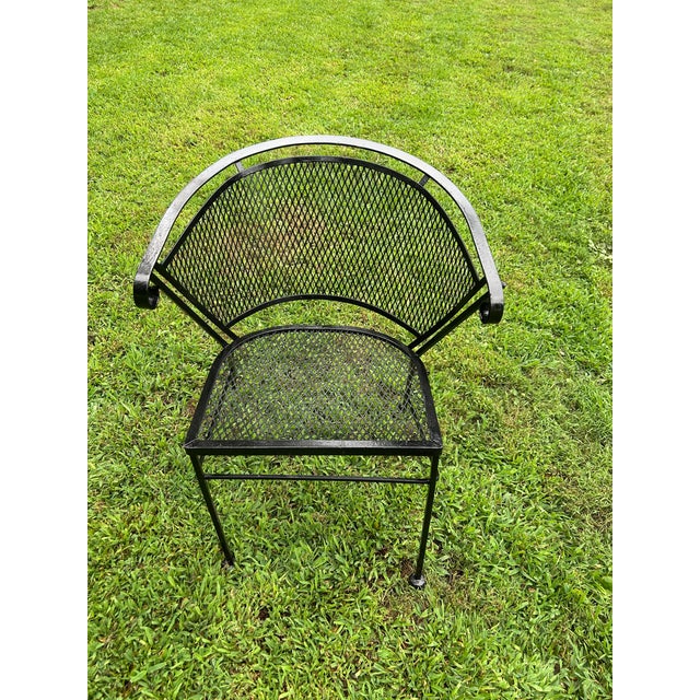 Vintage Wrought Iron Patio Table & 4 Barrel Chairs For Sale - Image 4 of 7