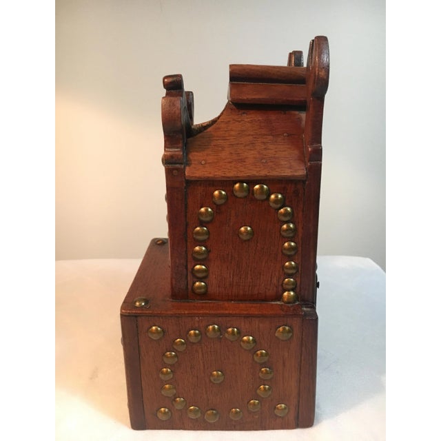 Wood 19th Century Folk Art Wooden and Brass Pocket Watch Holder For Sale - Image 7 of 12