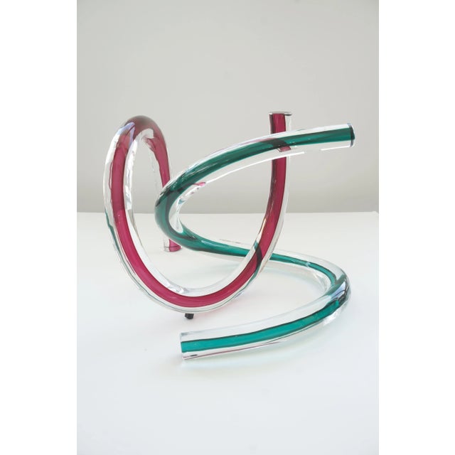 Late 20th Century Sculpture Free Form Swirls 2-Piece Glass For Sale - Image 5 of 13