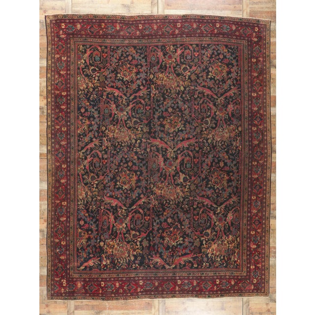 Early 20th Century Antique Persian Mahal Rug, 10'06 X 13'04 For Sale - Image 9 of 11