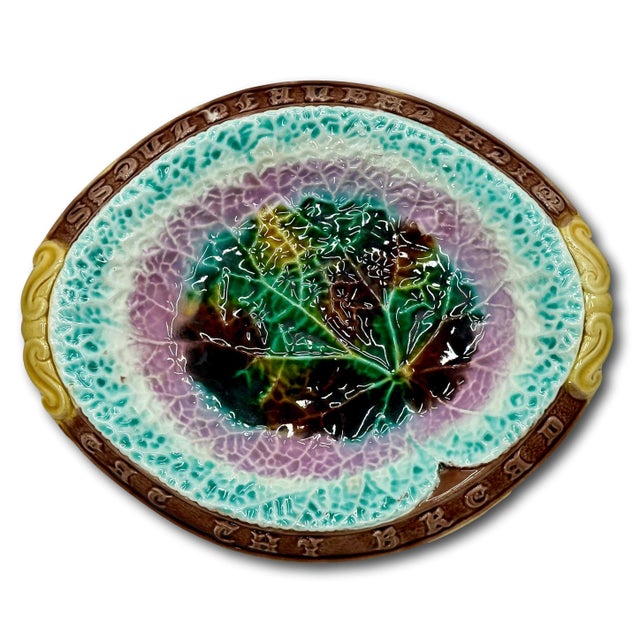 This Really is an Absolutely Beautiful Authentic Antique Victorian Majolica Bread Serving Tray. Circa Approx 1880s. LARGE...