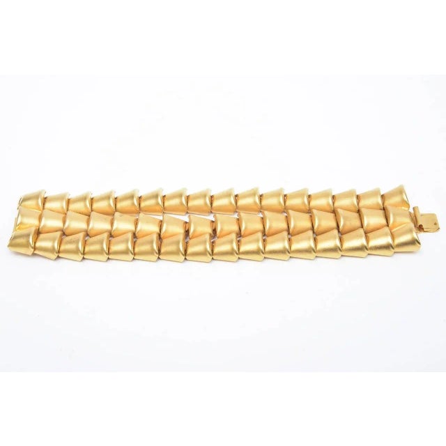 This is part of Chairish’s Costume Jewelry assortment. This sculptural bracelet of multi-directional rows of inverted...