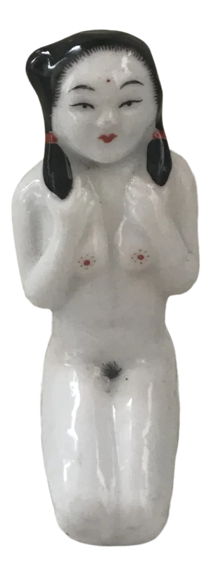 Chinese Hand Painted Nude Figural Porcelain Perfume Bottle