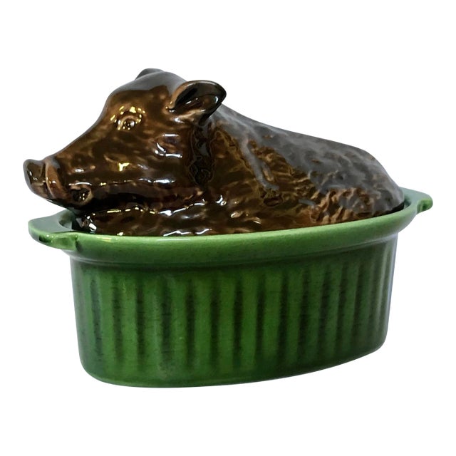 French Boar Ceramic Tureen For Sale
