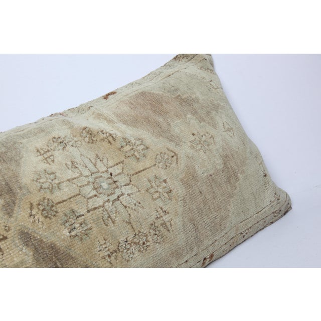 Authentic Vintage Soft Coler Tones Turkish Over Size Rug Pillow -16'' X 30'' For Sale - Image 10 of 11