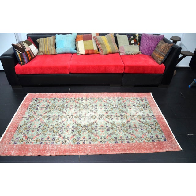 1960s Vintage Turkish Anatolian Faded Area Rug For Sale - Image 5 of 11