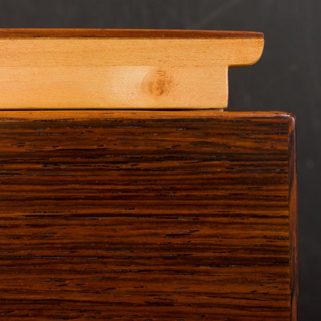 Rosewood and Cane Side Tablewith Hidden Drawer by Severin Hansen for Haslev, Denmark, 1960s For Sale - Image 11 of 17