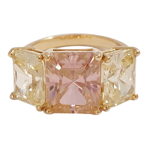 Christina Addison Yellow Gold Zircon Mini Emerald Cut Ring