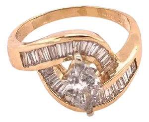 Yellow Gold Free Style Ring With Diamonds