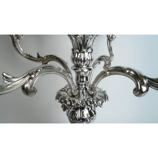 Metal English Sheffield Plate Silver and Cut Crystal Epergne For Sale - Image 7 of 11
