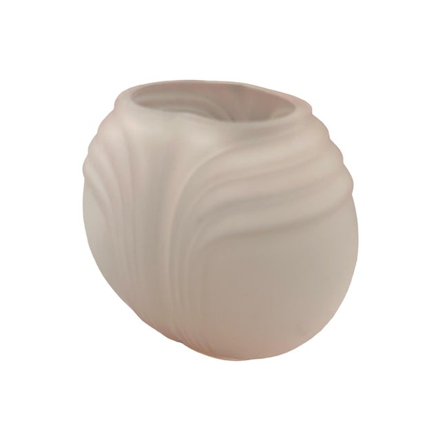 Glass Vintage Postmodern 1980s Pink Ribbed Glass Heart Small Vase Art Deco For Sale - Image 7 of 8