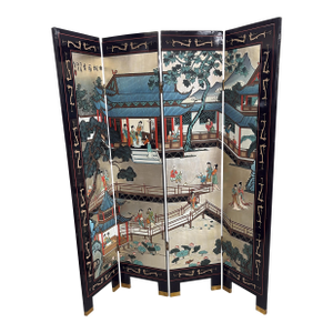 1950s Chinese Coromandel Lacquer Screen Divider Screen