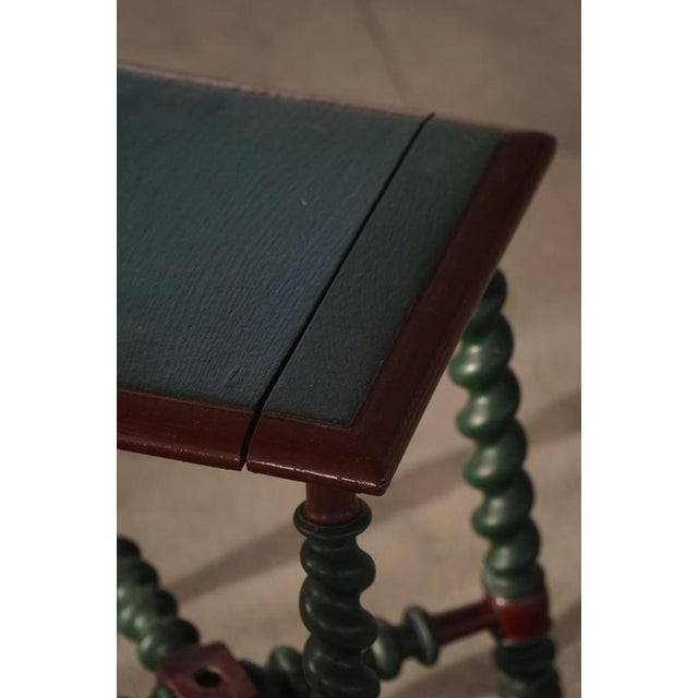 Vintage Folk Swedish Wooden Stool in Dark Green & Dark Red, 1940s For Sale - Image 14 of 18