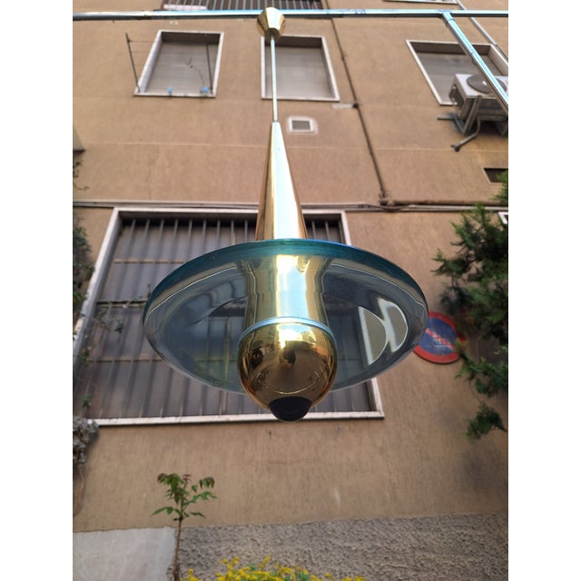 Goldenrod Drop-Shaped Brass Pendant Light by Fedele Papagni, 1990s For Sale - Image 8 of 10