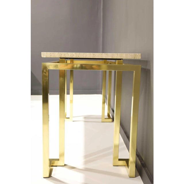 Paul M. Jones Brass and Travertine Console Table For Sale In Dallas - Image 6 of 13