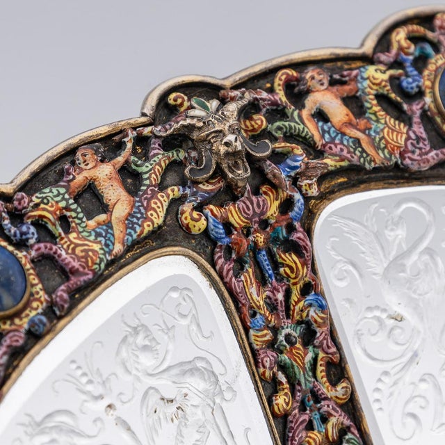 Antique 19th Century Austrian Silver, Enamel & Rock Crystal Dish by Rudolf Linke, 1890s For Sale - Image 9 of 18