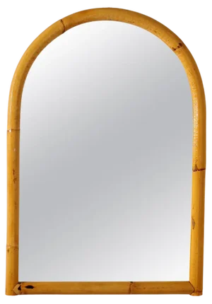 Mid-Century Arched Bamboo & Cane Wall Mirror, Italy, 1960s