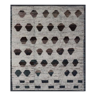 Teal and Brown Geometric Tribal Rug by Keivan Woven Arts 9'5 X 11'6 For Sale