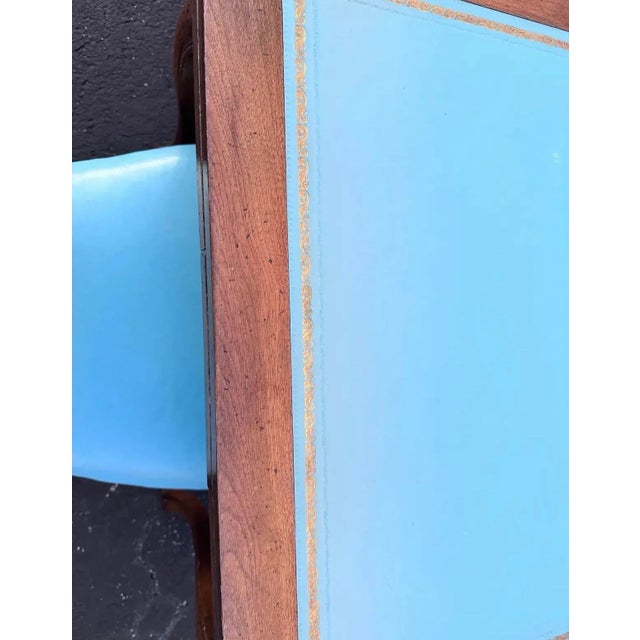 Wood French Extending Game Table With Matching Chairs Hollywood Regency Style - Set of 5 For Sale - Image 7 of 10