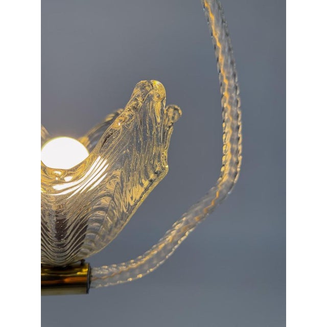 Italian Art Deco Murano Glass and Brass Pendant Light, 1930s For Sale - Image 14 of 18
