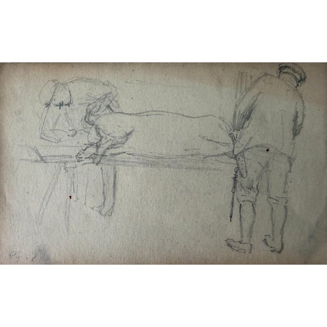 Beige Heinrich Pforr, 4 Drawings on 2 Sheets Home Slaughter of a Pig, Pencil For Sale - Image 8 of 11