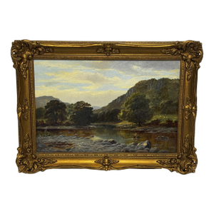 Late 19th Century Oil Painting Nr Capel Curig North Wales Landscape by John Cuthbert Salmon C1870, Framed