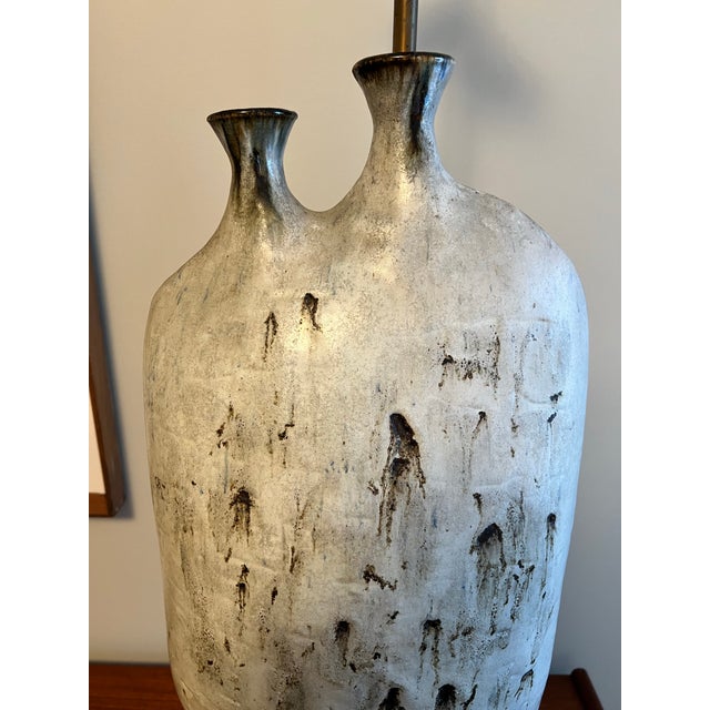 Vintage Monumental 1960s Handmade Mid Century Modern Studio Stoneware Lamp For Sale - Image 6 of 10