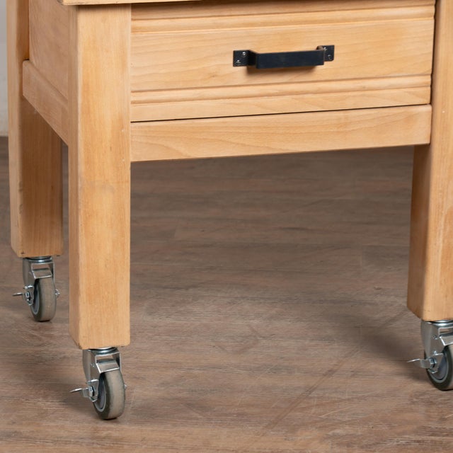 20th Century French Butcher Block Table on Casters For Sale - Image 6 of 15