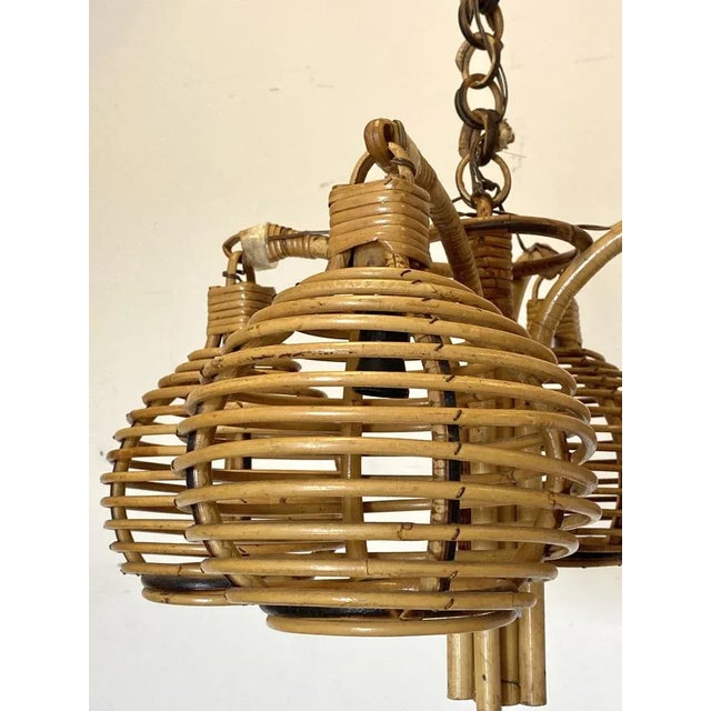 Vintage Bamboo Chandelier, 1970s For Sale - Image 10 of 11
