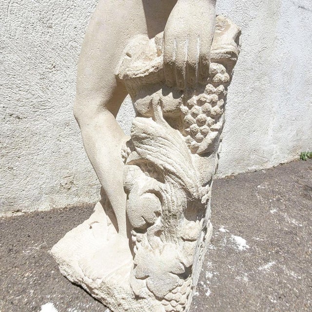 Beige André Deluol, Standing Man, Stone Sculpture, 20th Century For Sale - Image 8 of 18