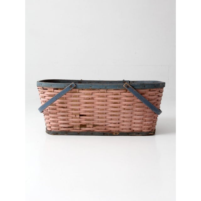 Antique American Splint Weave Gathering Basket For Sale - Image 4 of 15