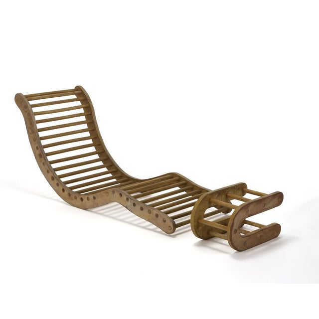 Mid-Century Modern Chaise Lounge with Ensuite Coffee Table in Plywood, Set of 2 For Sale - Image 3 of 8