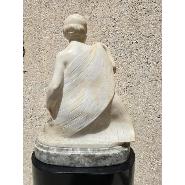 Art Deco Alabaster Dancer Sculpture, 1920 For Sale - Image 11 of 16