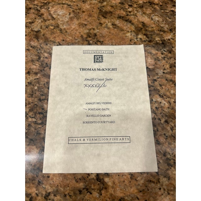 Wood Thomas Frederick McKnight Amalfi Coast Suite: Positano Bath 2000 - Italy Limited Edition Print : Serigraph on Paper Size: 16x17 in | 41x43 Cm For Sale - Image 7 of 9