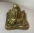 Metal Large Antique Solid Bronze Brass Figural Writing Fat Man Eating Turkey Inkwell For Sale - Image 7 of 13