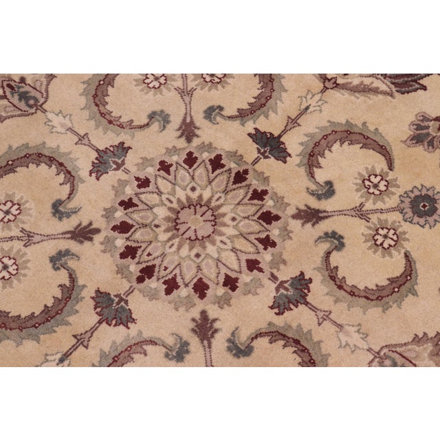 Shabby Chic 1990's Kashan Pak-Persian Beige/Tan Wool Round Rug- 10'0'' X 10'2'' For Sale - Image 4 of 9