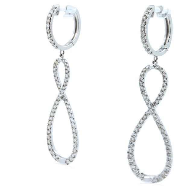 2.5 Carat Fancy Round Pear Shape Brilliant Cut Diamond Hoop 14 Karat White Gold Drop Infinity Dangle Unique Versatile...