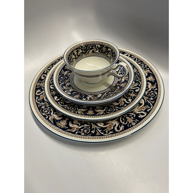 Blue Late 20th Century Wedgwood England Florentine Dark Blue Place Setting, 5 Pieces For Sale - Image 8 of 10
