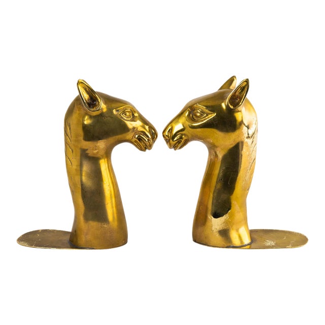 Vintage Brass Llama Bookends by Sarreid - A Pair For Sale