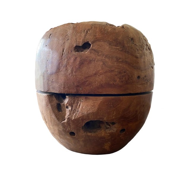 Brown Hand-Crafted Teak Burl Side Table, Organic Design, Indonesia For Sale - Image 8 of 9