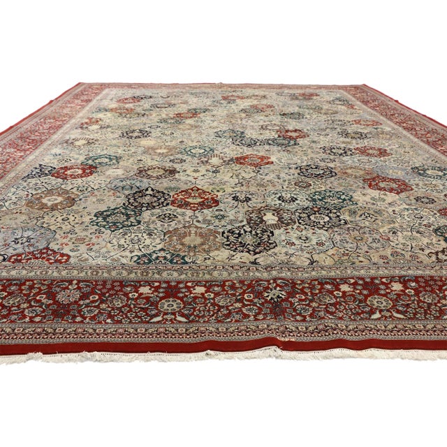 Chinese Vintage Chinese Tabriz Wool & Silk Rug - 11'01 X 16'00 For Sale - Image 3 of 8