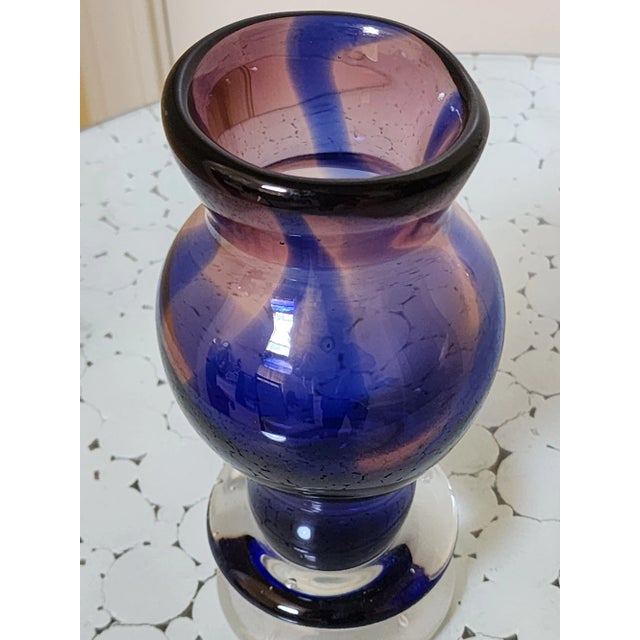 Contemporary Late 20th Century Handmade Multicolor Thick Double Donut Footed Vase For Sale - Image 3 of 9