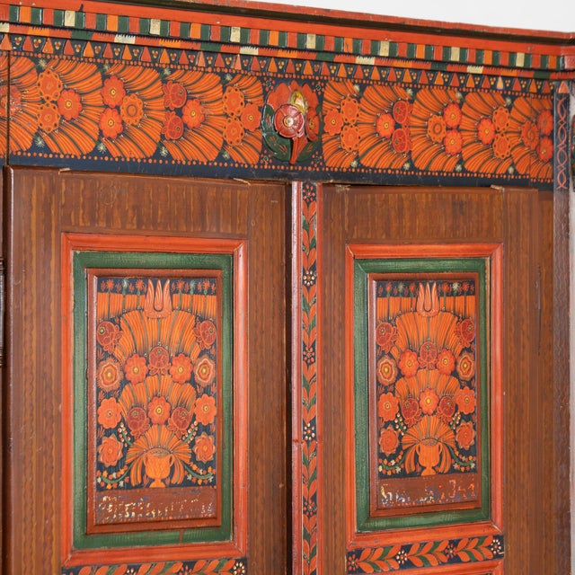 19th Century 19th-Century Original Red Painted Hungarian Armoire For Sale - Image 5 of 12