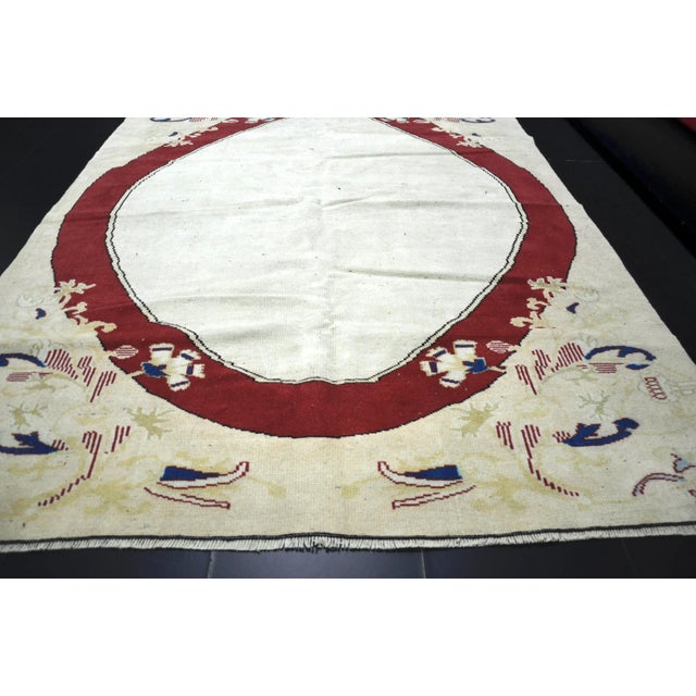 Traditional 1960s Vintage Turkish Oushak Handmade Wool Rug For Sale - Image 3 of 11